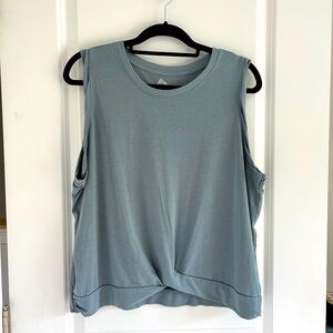 RBX Sleeveless Twist-Front Tank Top – Blue/Green – Size XL – Athleisure